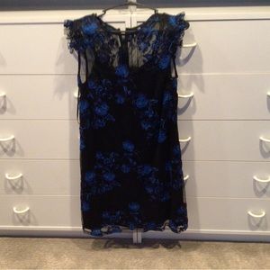 Black and blue floral dress